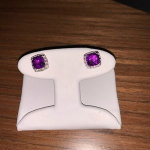 FACETED STONES AMETHYST Purple Jewel Earrings